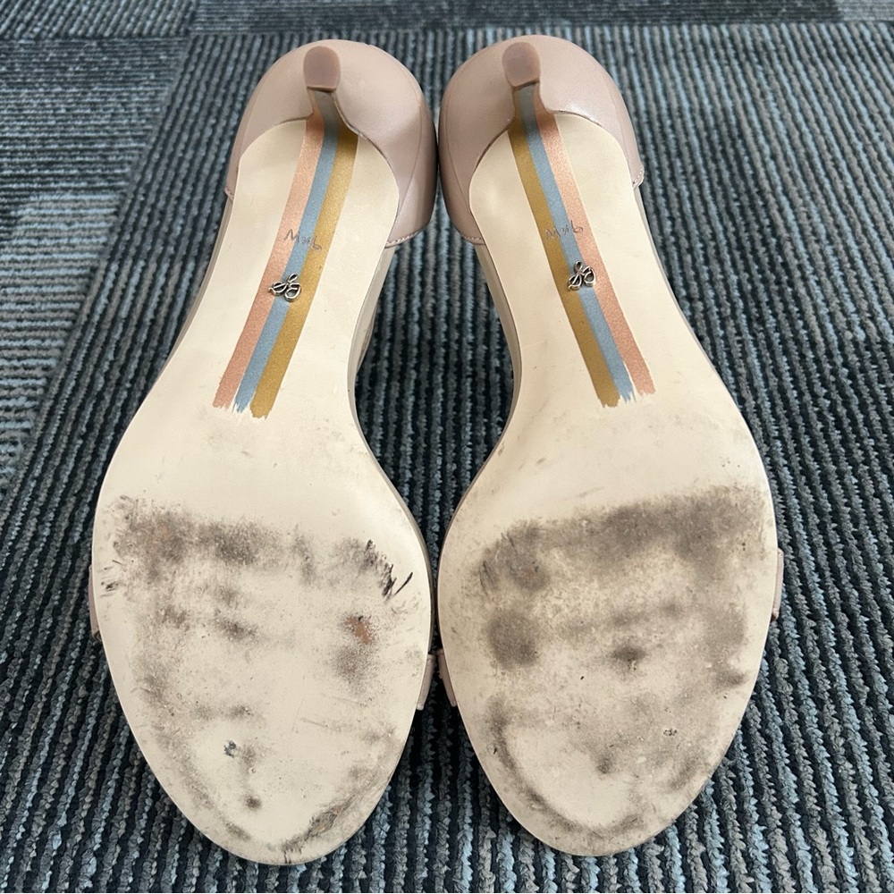 Sam Edelman Soft Beige Nude Patti Ankle Strap Open Toe Heels, size 9.5 WIDE - Picture 9 of 12
